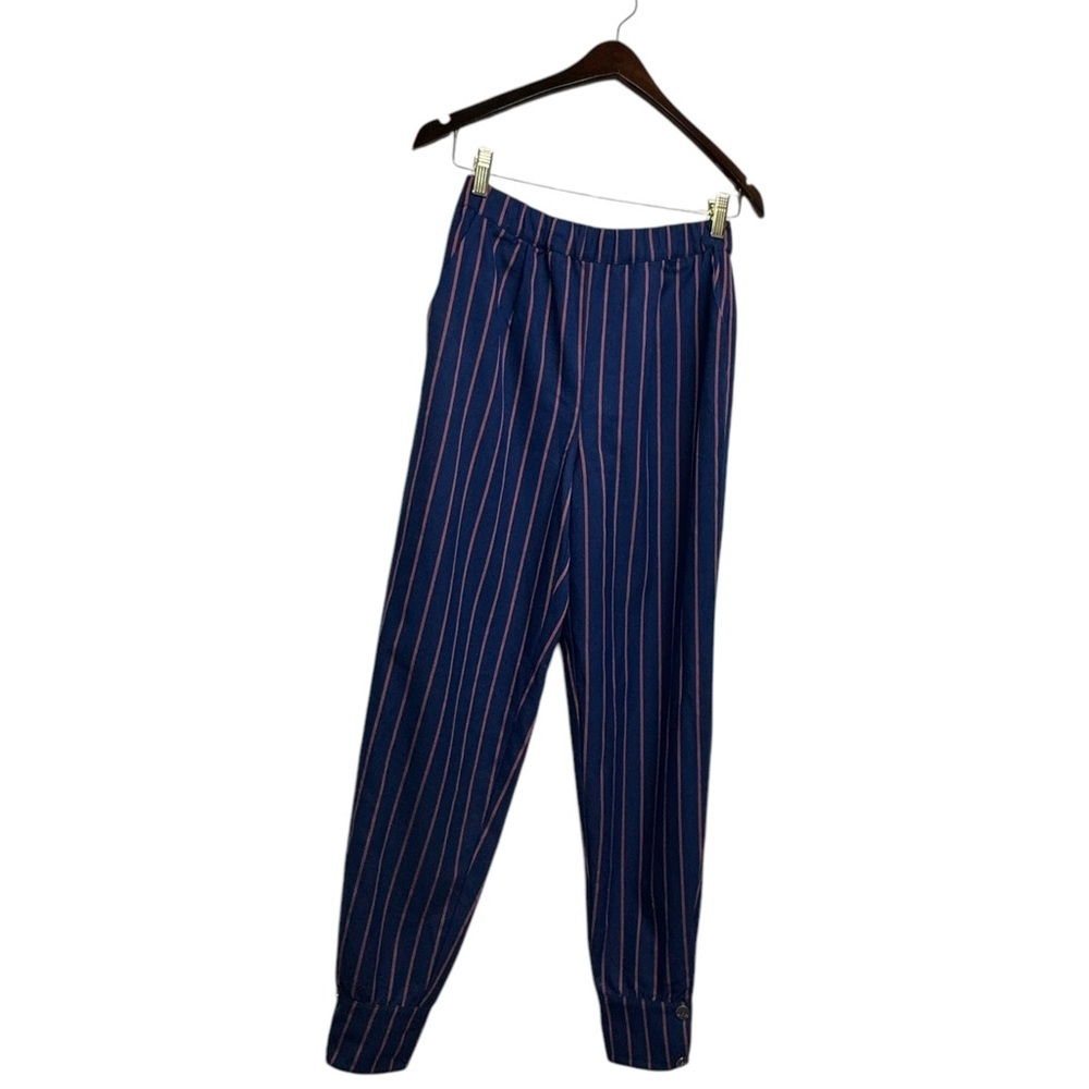 NWOT REVOLVE LPA Cuff Snap Pant Navy Coral Stripe S - Picture 10 of 13